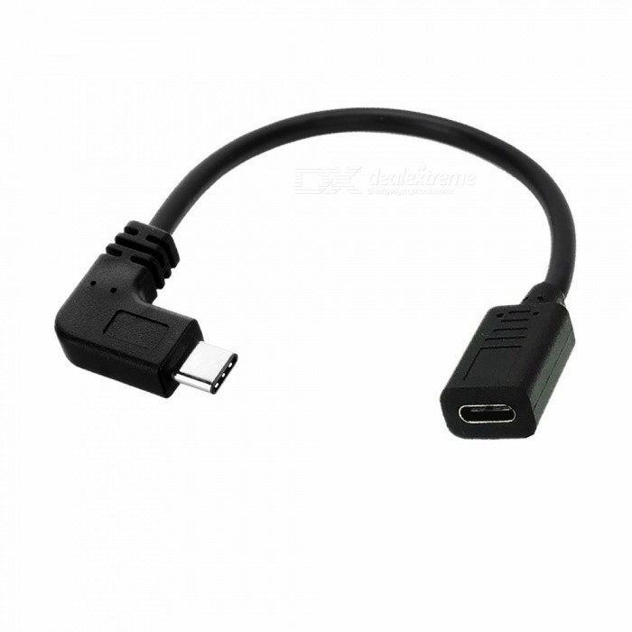  90 Degree Right Angled USB-C Type-C Male to Female Extension Data Cable