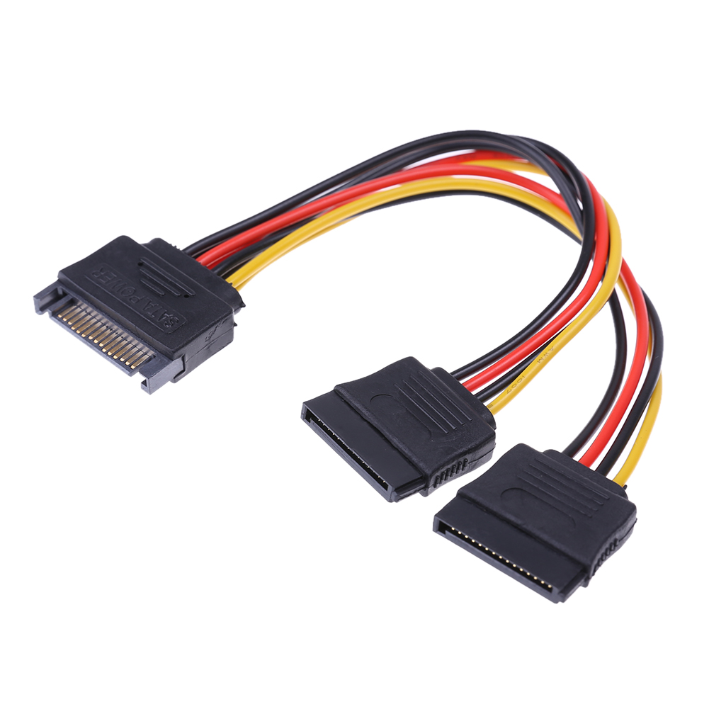  SATA 15pin Hard Disk Power Male to 2 Female Splitter Y 1 to 2 Cable