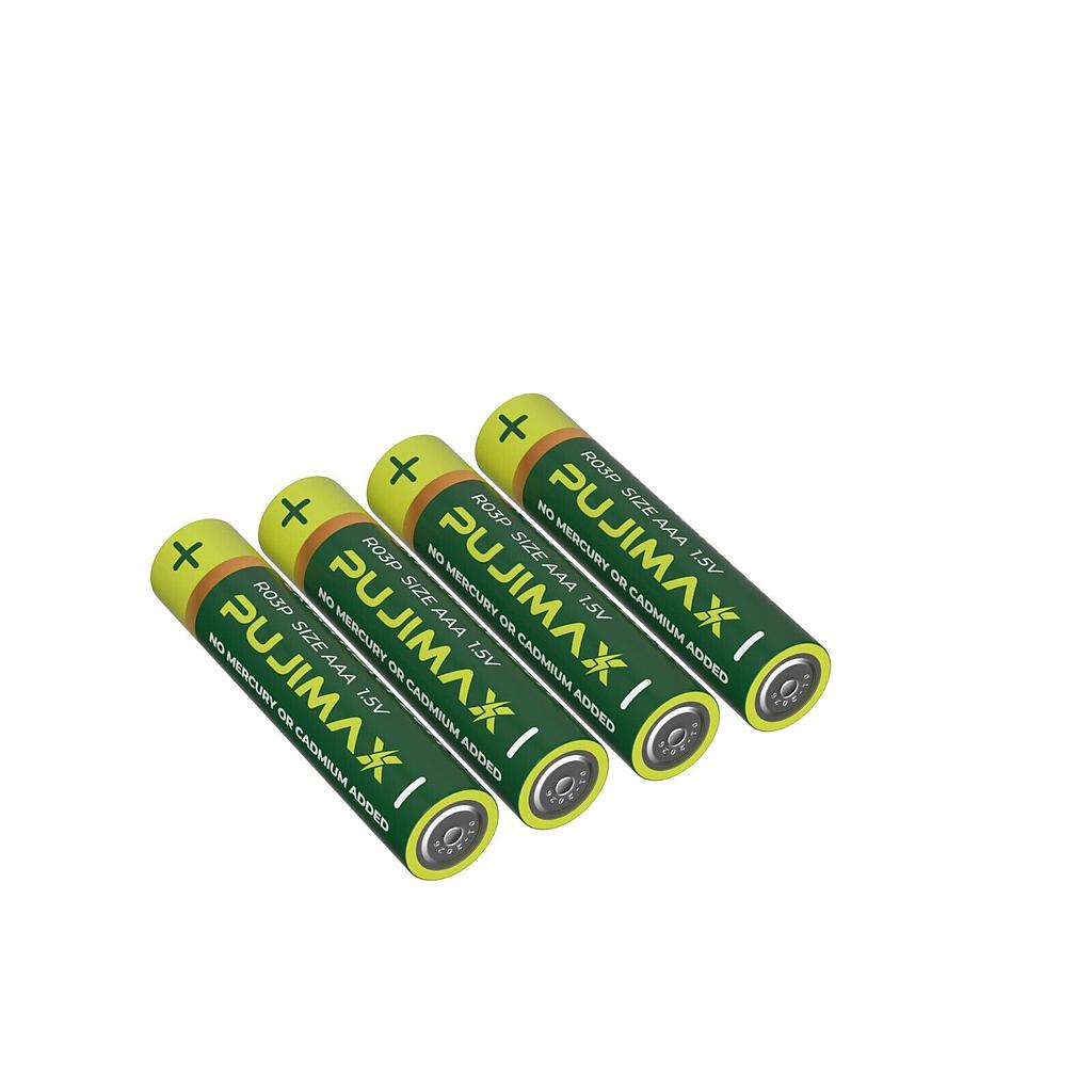 Pujimax extended nipple AAA battery R03P Zinc Carbon Battery 1.5V 4 pack
