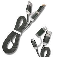 2 in 1 Micro USB & USB-C Charge Sync Cable Grey & Black