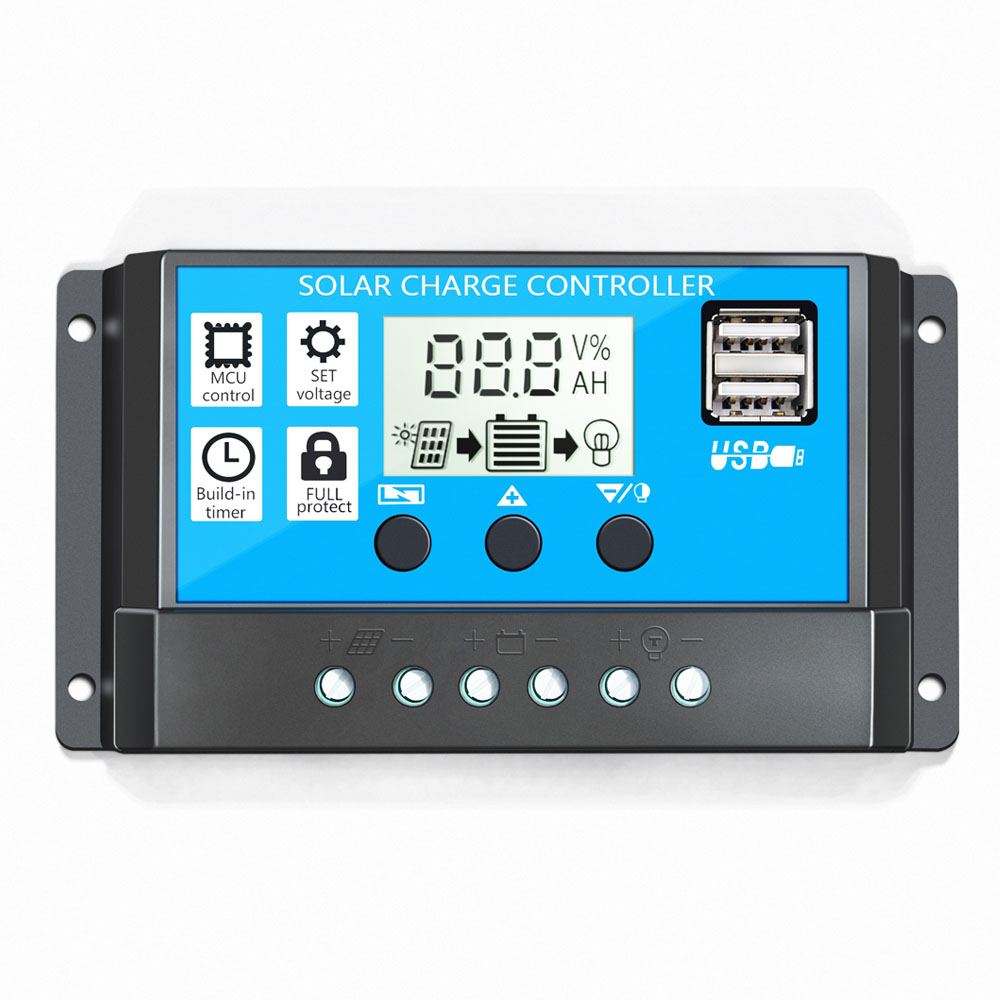 12V 24V Auto LCD Display Solar Regulator with Dual USB 5V Output RBL-10A