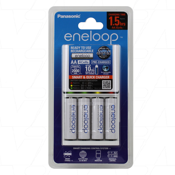 Panasonic Eneloop Smart and Quick Battery Charger AA AAA Nimh - K-KJ55MCC4TA