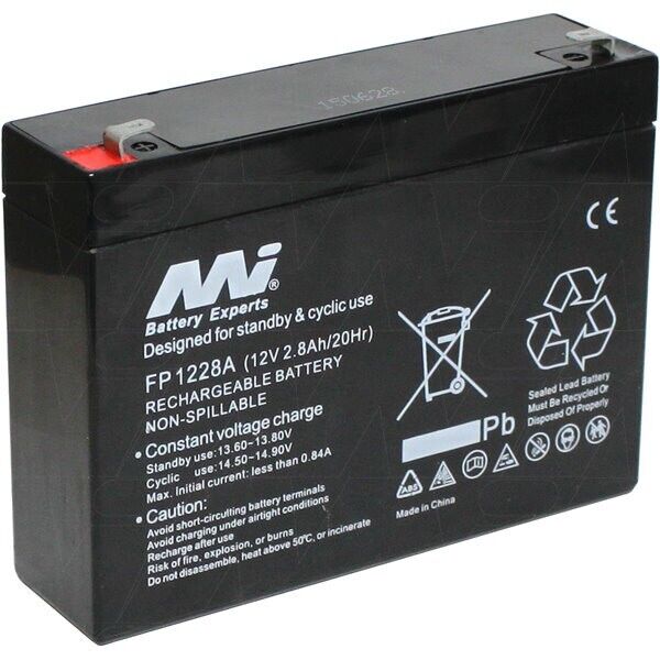 MI Battery Experts FP1228A Sealed Lead Acid Battery. Replaces NP3-12, PS1228, WP